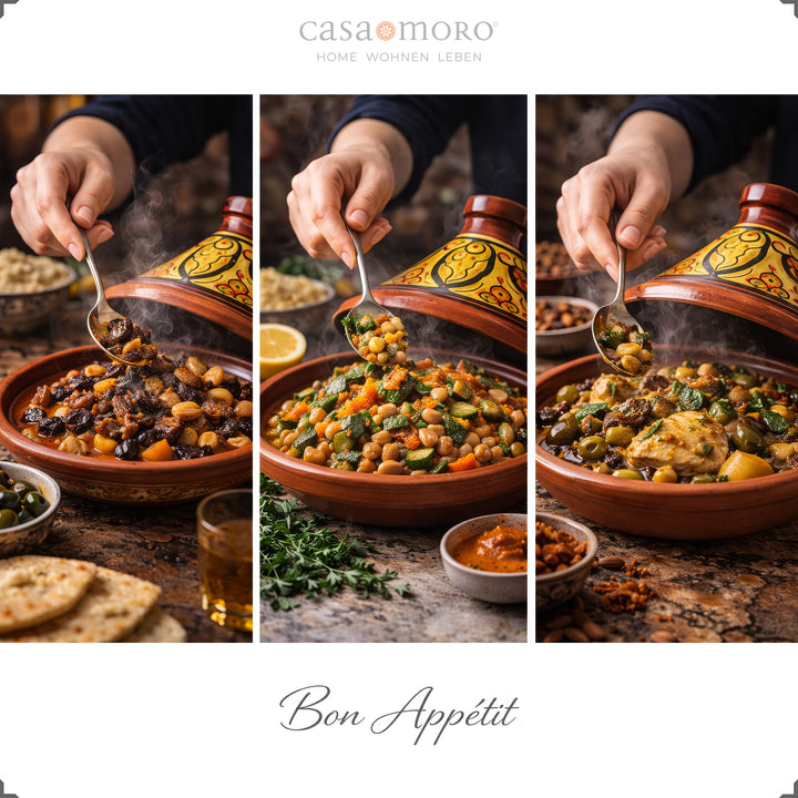 esmaltado Tajine Cazuela marroquí pintada de barro para 4-6 personas, para servir cordero, vegetariano o pollo