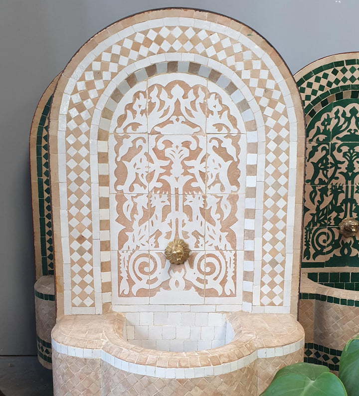 Fuente mosaico Marruecos Asfor Blanco