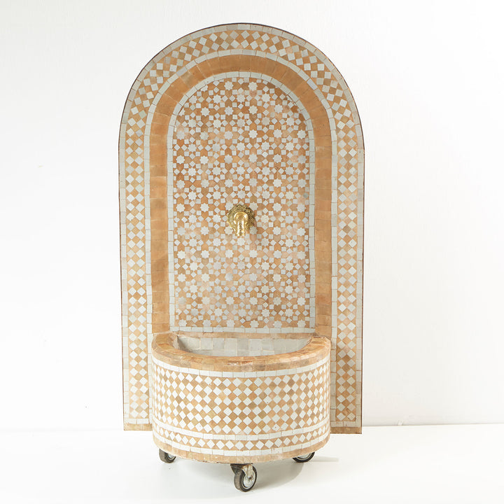 Fuente mosaico estrella terracota blanco