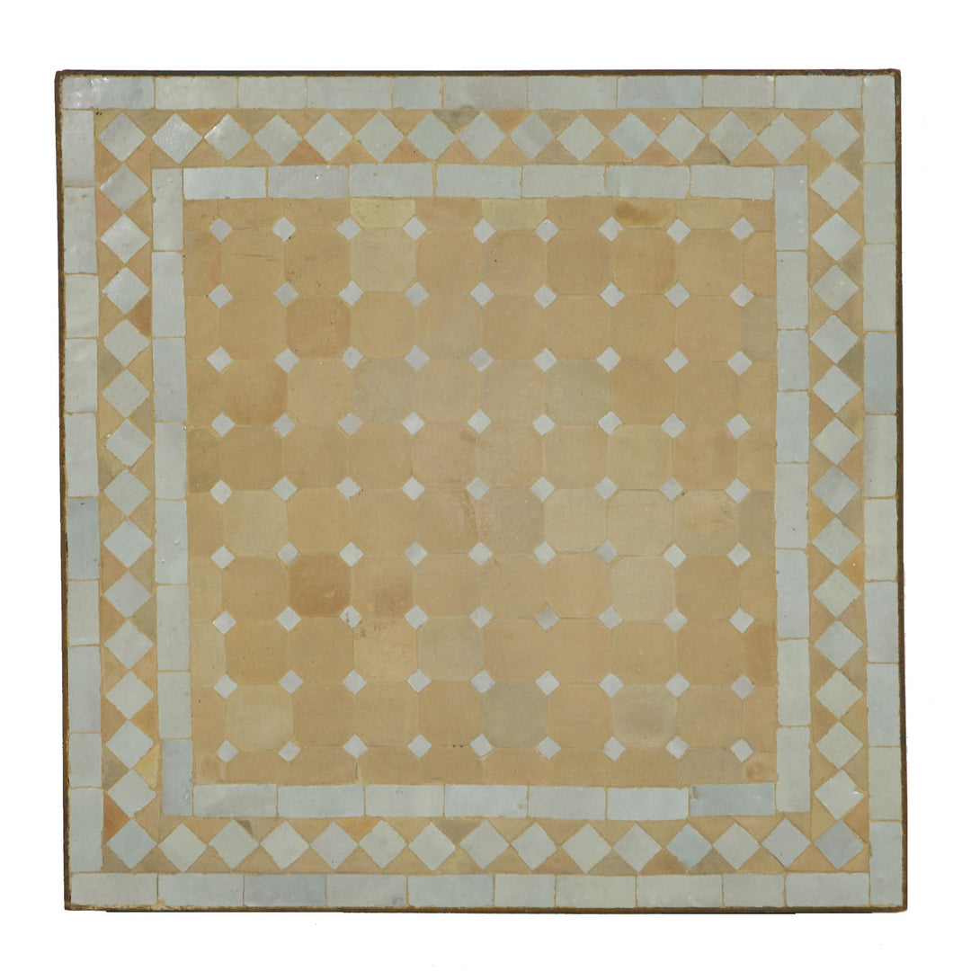 Mesa mosaico para sofá 60x60 blanco rombo