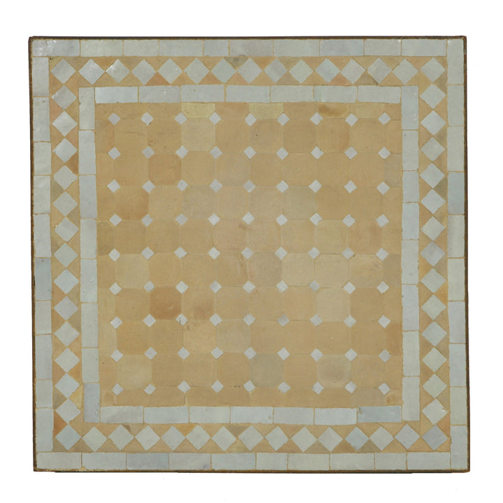 Mesa mosaico para sofá 60x60 blanco rombo