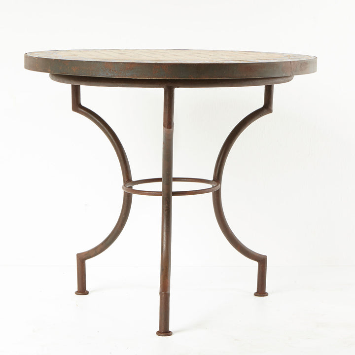 Mesa de bistrot Mosaik redonda 70 cm blanca/rombos