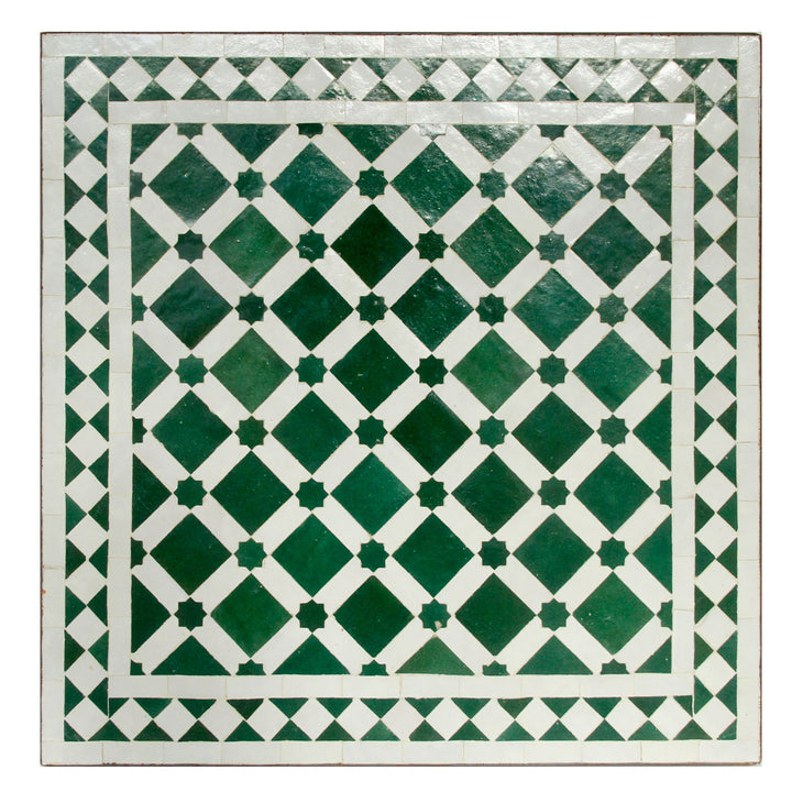 Mesa mosaico para sofá 60x60 verde blanco esmaltado