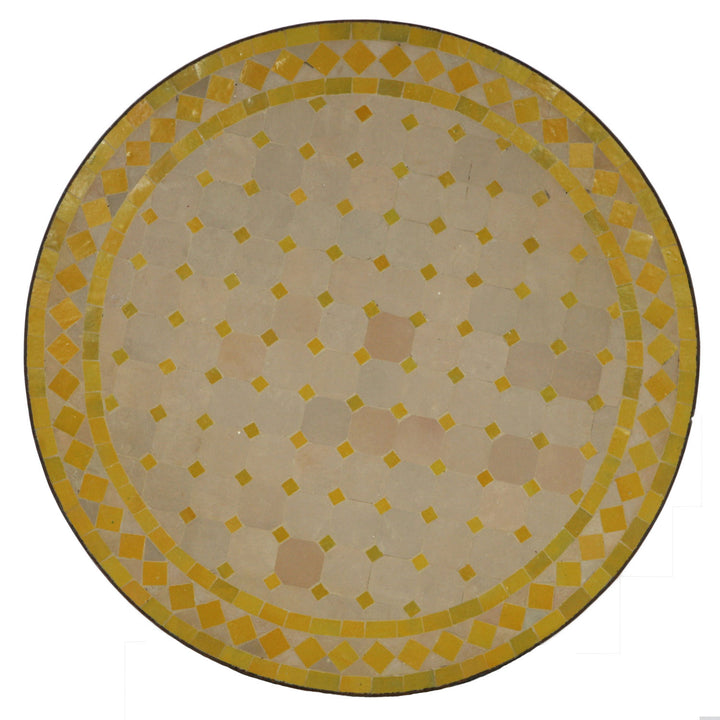 Mesa mosaico D120 amarilla con rombos