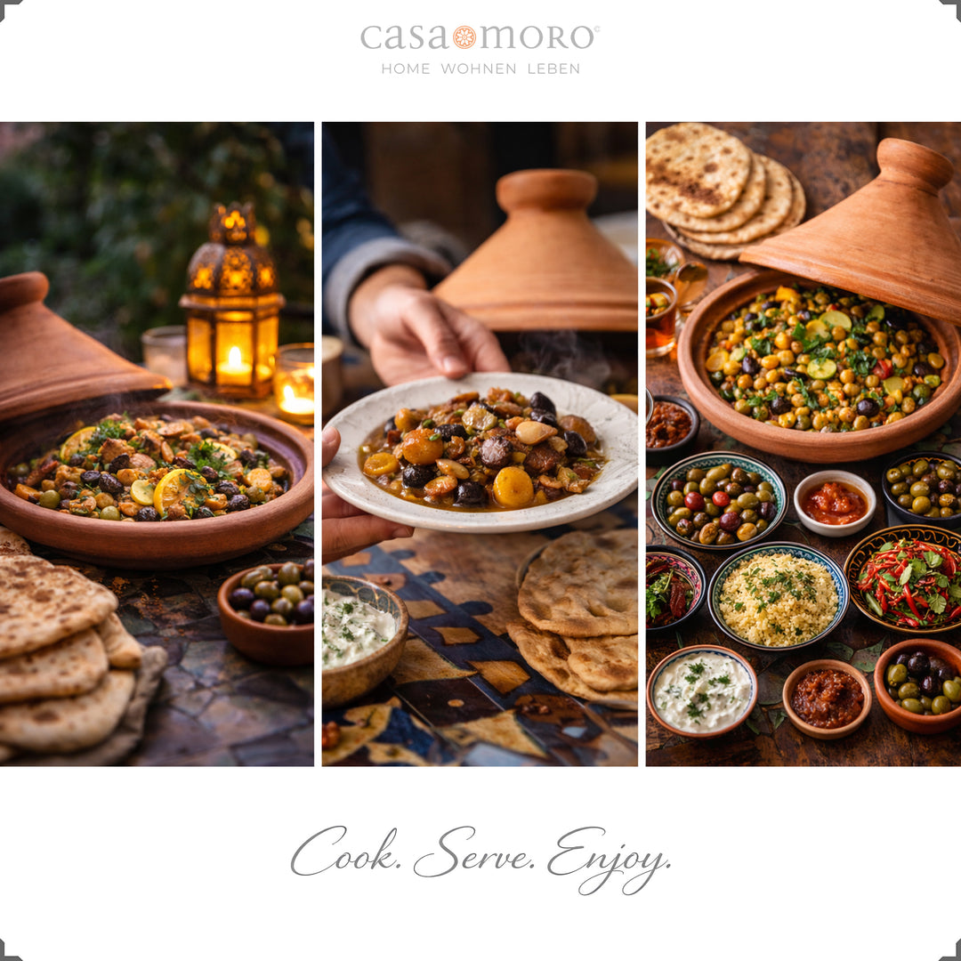 Los naturales Tajine de Marruecos 30 cm con especias aromáticas y plato vegetariano