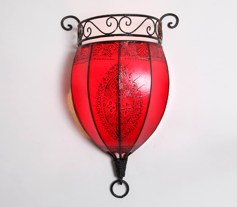 Lámpara de pared de cuero con henna Nakous Rojo