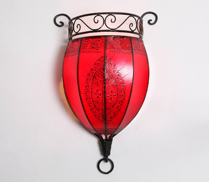 Lámpara de pared de cuero con henna Nakous Rojo