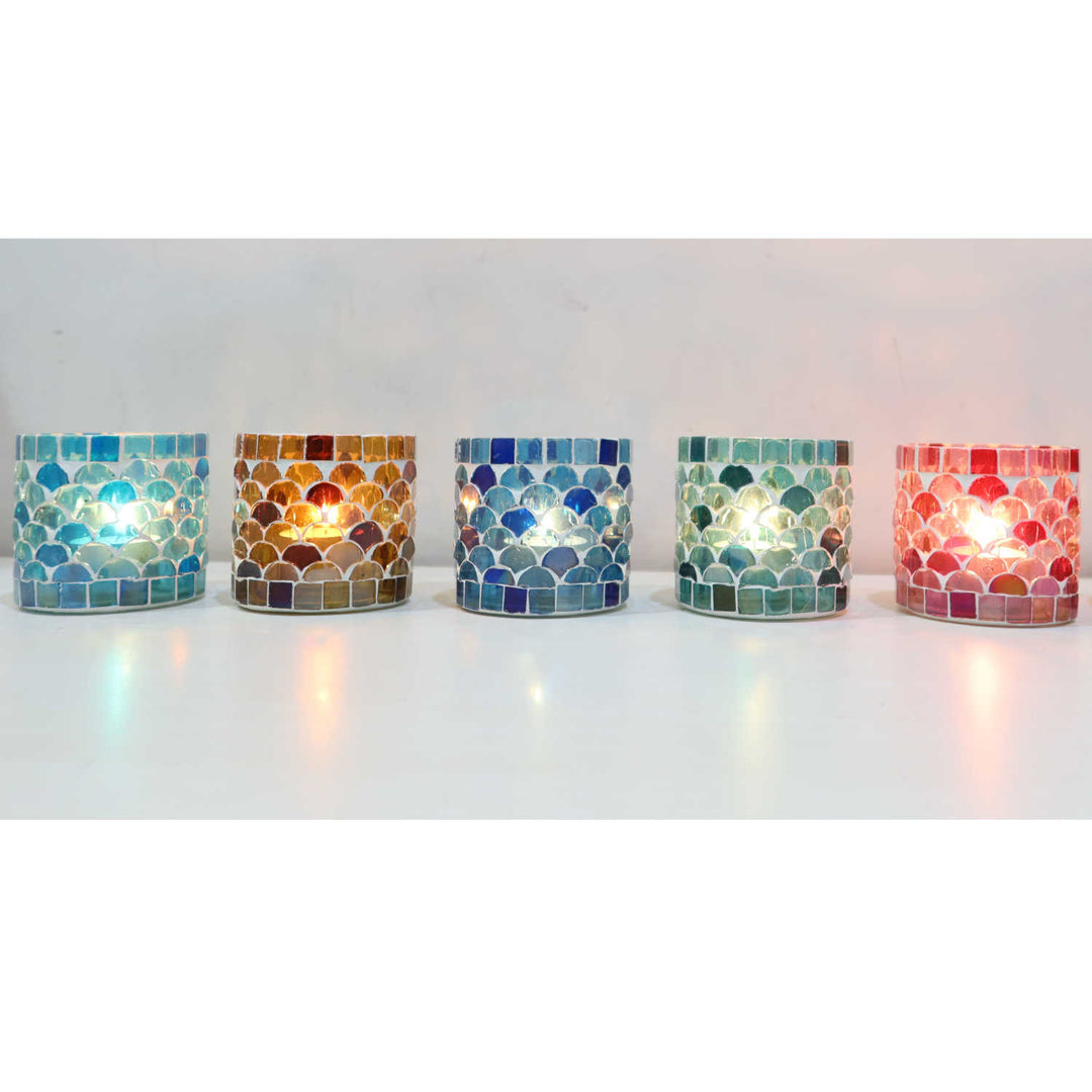 Juego de 5 faroles orientales con mosaico Atenas S