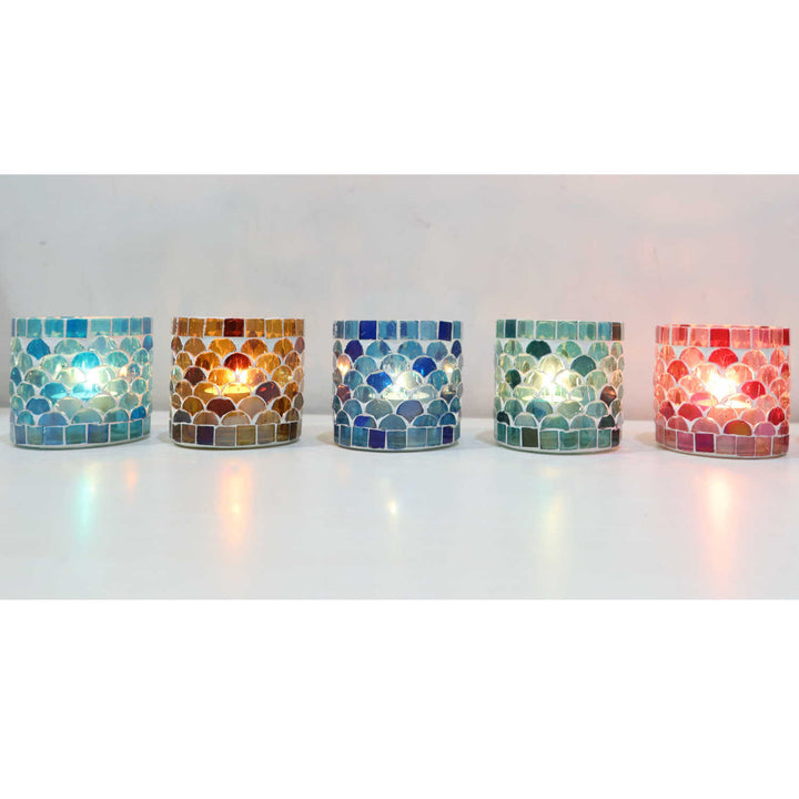 Juego de 5 faroles orientales con mosaico Atenas S