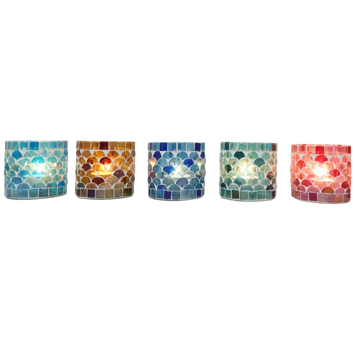 Juego de 5 faroles orientales con mosaico Atenas S