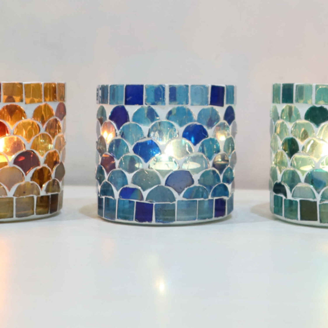 Juego de 5 faroles orientales con mosaico Atenas S