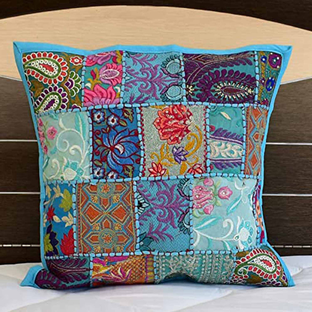 Cojín patchwork indio Mar