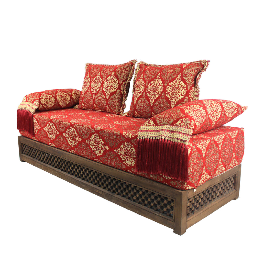Sofá oriental Salma rojo 25 con estructura