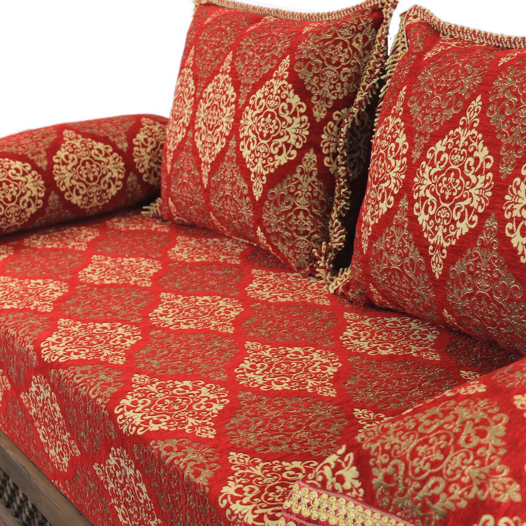 Sofá oriental Salma rojo 25 con estructura