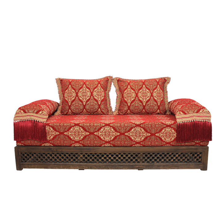 Sofá oriental Salma rojo 25 con estructura