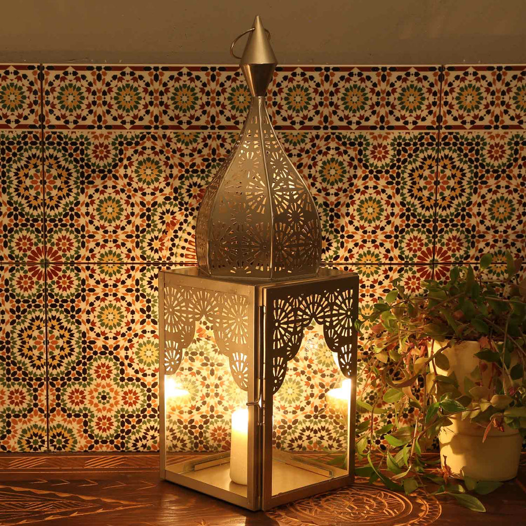 Portavelas oriental Modena plateado L&M