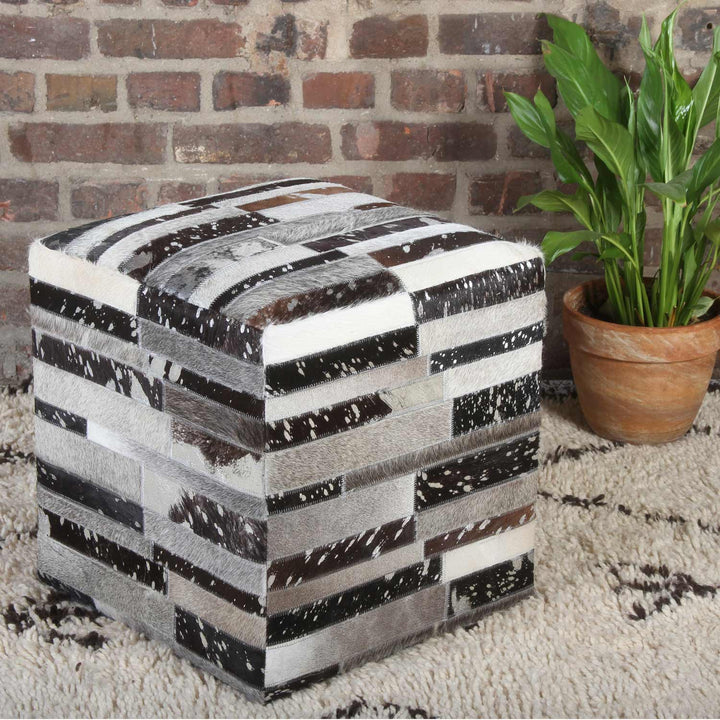 Taburete de piel patchwork Rinara