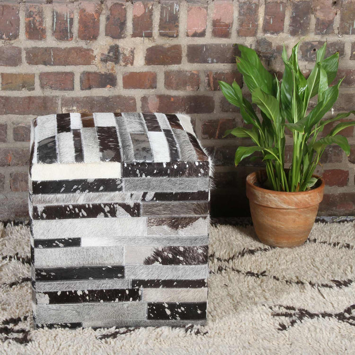 Taburete de piel patchwork Rinara