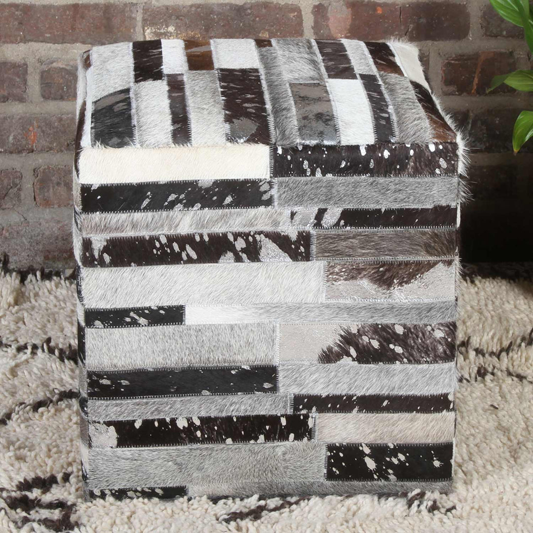 Taburete de piel patchwork Rinara