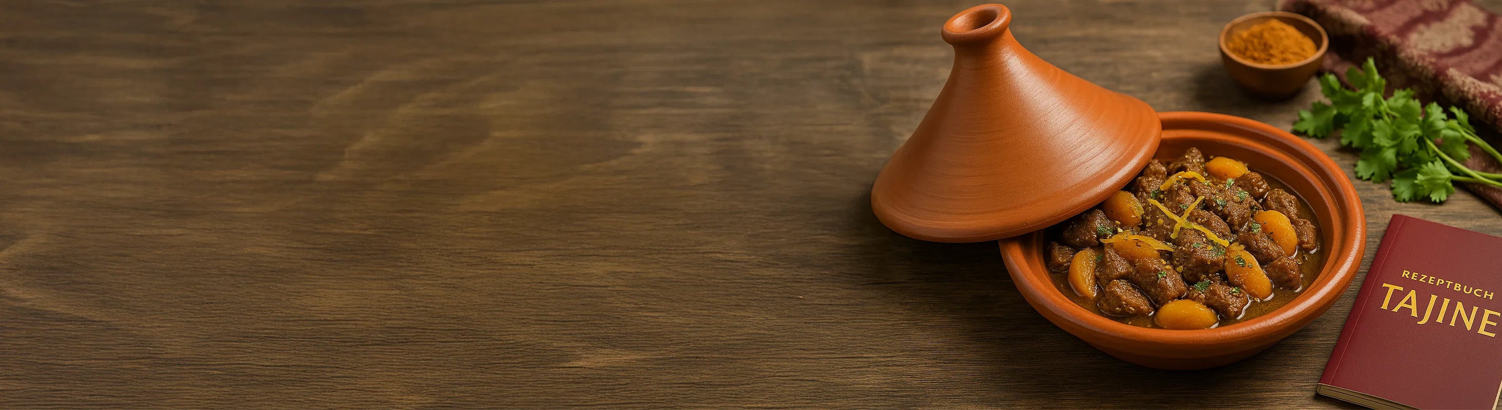 Tajine olla de cocina – Tajine sobre un calentador de carbón (Majmar), listo para cocinar al aire libre, rodeado de orientales