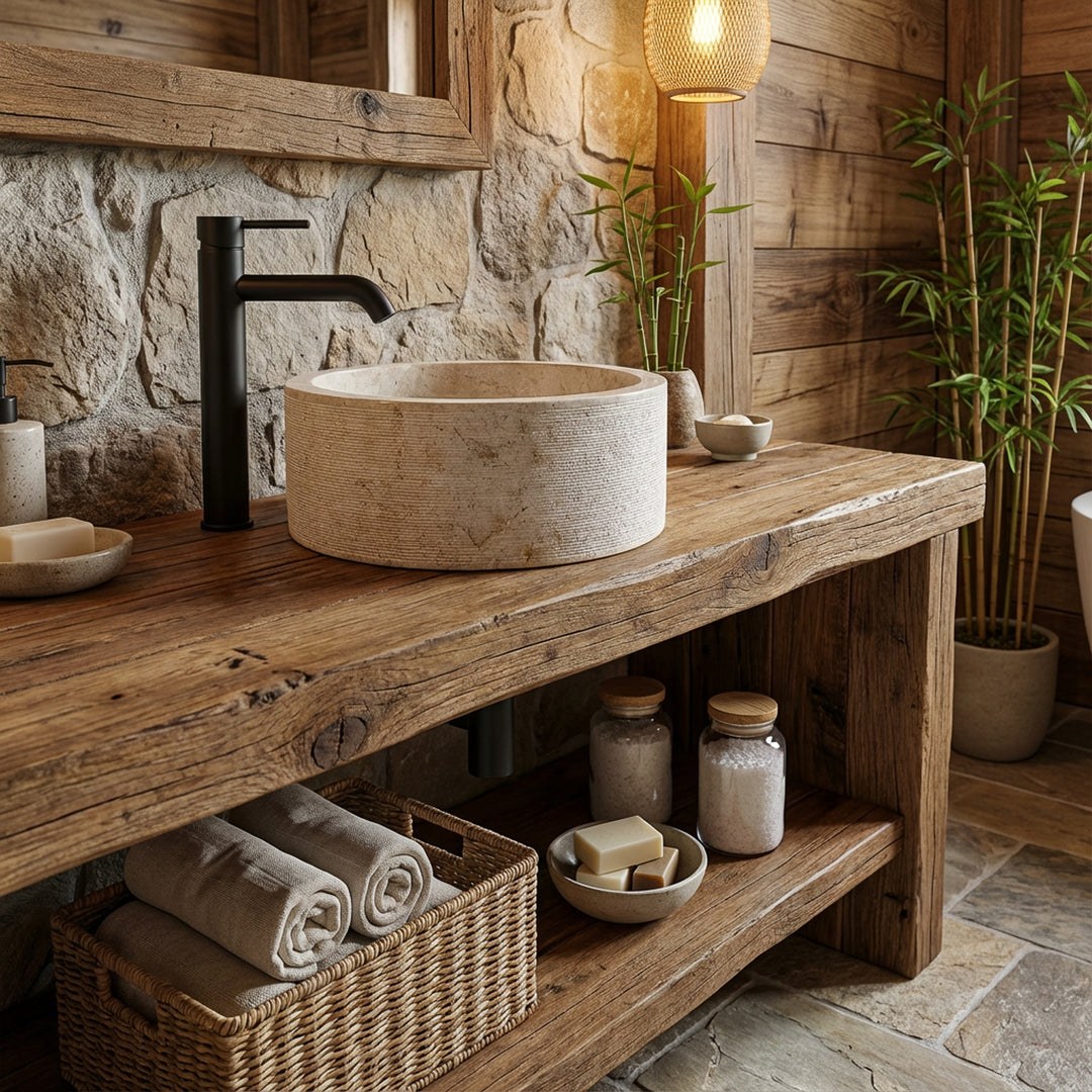 Lavabo hecho de piedra